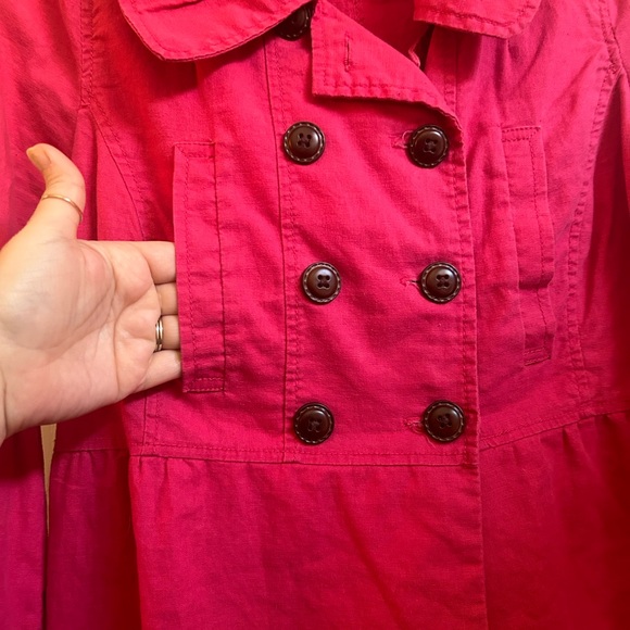 American Rag Fuchsia Double-Breasted Trench Coat - Picture 5 of 6